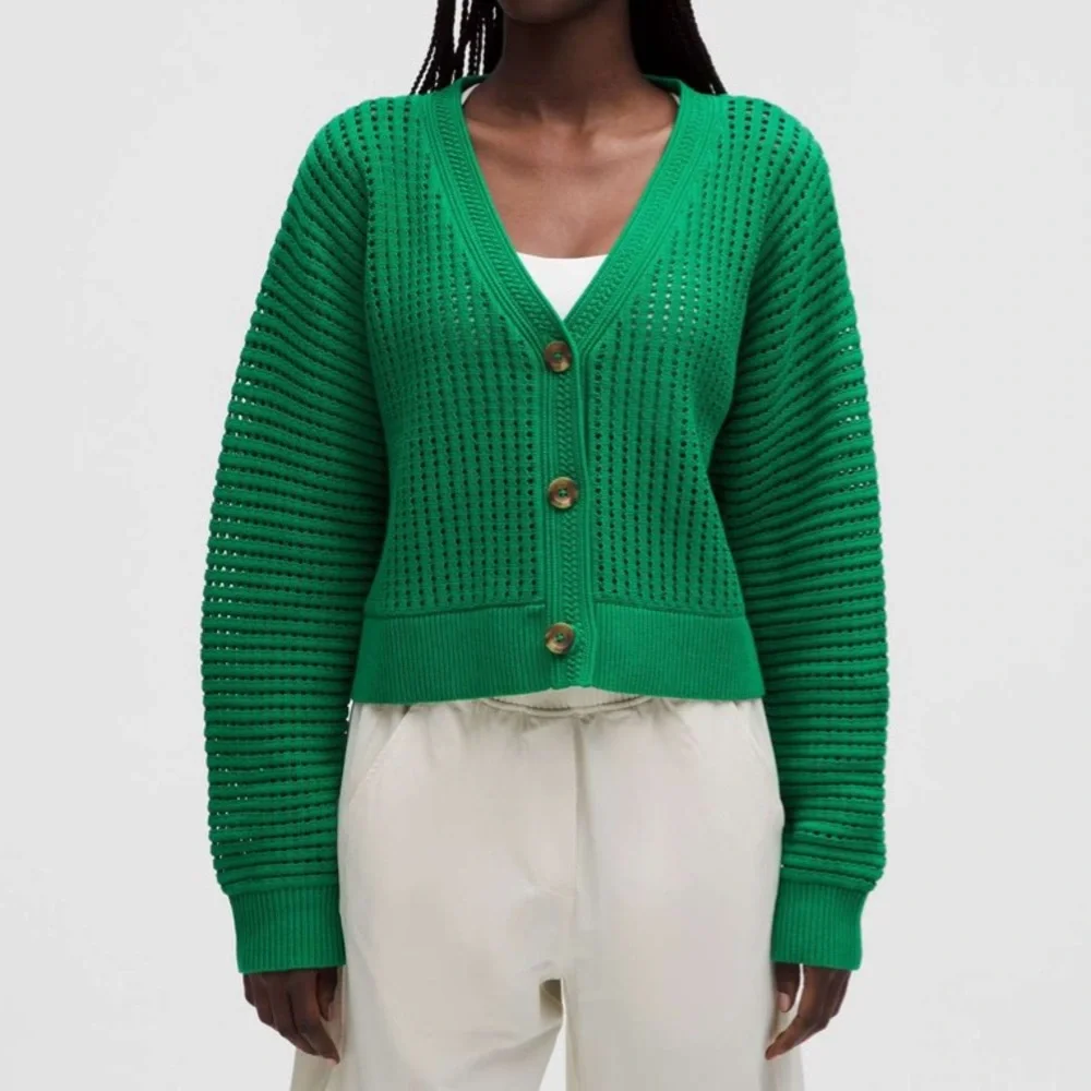 NWT Lululemon Cotton Crochet Mesh Relaxed-Fit Cardigan Sz XL - Picture 1 of 7